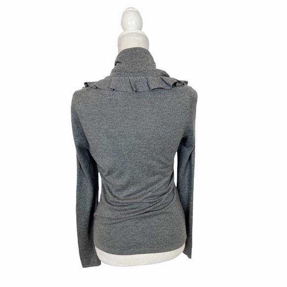 T Tahari Petite Charcoal Grey Ruffled Trim Cowl Neck Sweater Size XS Petite - Picture 4 of 8